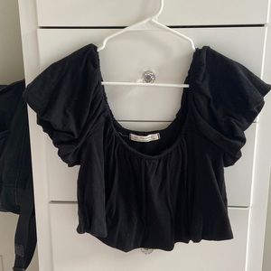 Free people puff sleeve cropped blouse size small